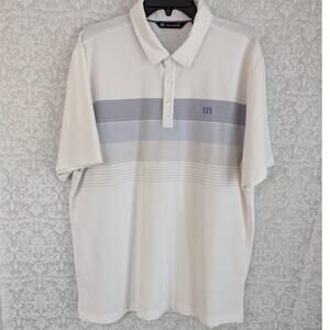 Travis Mathew White Blue Polo Shirt Sz XL